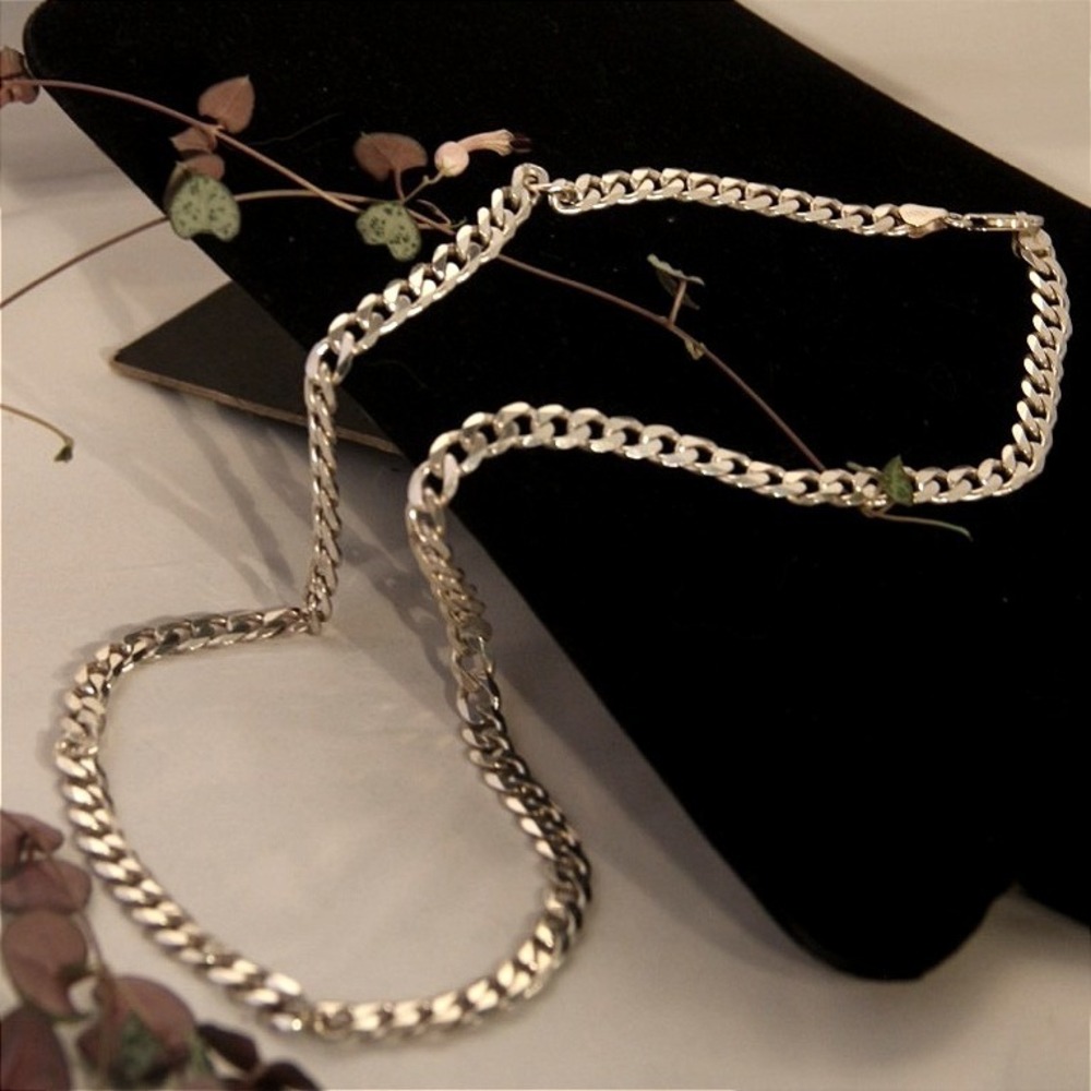 HEAVY Sterling Silver Curb Chain Necklace 43.2g Italy 925 Mens 6mm Link 24in